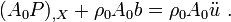 
(A_0 P)_{,X} + \rho_0 A_0 b = \rho_0 A_0 \ddot{u} ~.
