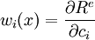 
{
w_i(x)=\frac{\partial R^e}{\partial c_i}
}
