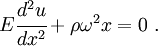 
    {
    E \cfrac{d^2u}{dx^2} + \rho \omega^2 x = 0 ~.
    }
  